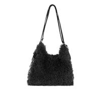 Genérico Women's Large Capacity Fluffy Tote Bag,Winter Fall Warm Backpack,Cozy Fuzzys Plush Handbag for Daily Use Shopping (Black)