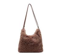 Genérico Women's Large Capacity Fluffy Tote Bag,Winter Fall Warm Backpack,Cozy Fuzzys Plush Handbag for Daily Use Shopping (Brown)