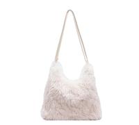 Genérico Women's Large Capacity Fluffy Tote Bag,Winter Fall Warm Backpack,Cozy Fuzzys Plush Handbag for Daily Use Shopping (White)