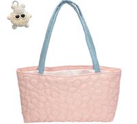 Genérico Women's Large Flower Quilted Soft Tote Bag,Lightweight Casual Shoulder Floral Handbag,Cute Trendy Tote Bag for Work Travel Gym (Pink)