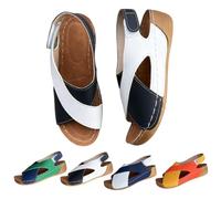 Genérico Women's Large Size Cross-Laced Wedge Heel Sandals Summer Color Block Arch Support Shoes Open Toe Platform Wedge Sandals Slip on Flat Slippers Slides (Black,40)