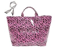 Genérico Women's Letters Print Tote Bag, New PVC Large Kraft Paper Tote Bags for Women, Fashion Retro Totebag (F)