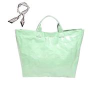 Genérico Women's Letters Print Tote Bag, New PVC Large Kraft Paper Tote Bags for Women, Fashion Retro Totebag (A)