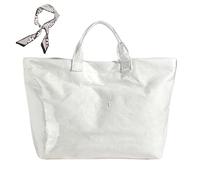 Genérico Women's Letters Print Tote Bag, New PVC Large Kraft Paper Tote Bags for Women, Fashion Retro Totebag (M)