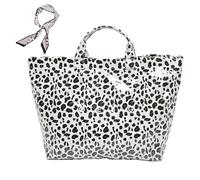 Genérico Women's Letters Print Tote Bag, New PVC Large Kraft Paper Tote Bags for Women, Fashion Retro Totebag (N)