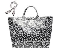 Genérico Women's Letters Print Tote Bag, New PVC Large Kraft Paper Tote Bags for Women, Fashion Retro Totebag (Q)