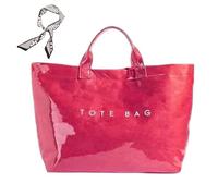 Genérico Women's Letters Print Tote Bag,PVC Trendy Tote for Women,Trendy Plastic Tote Bag,Clear Hobo Handbag (J)