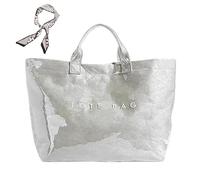 Genérico Women's Letters Print Tote Bag,PVC Trendy Tote for Women,Trendy Plastic Tote Bag,Clear Hobo Handbag (K)