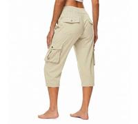 Genérico Womens Lightweight Hiking Capris Pants Quick Dry Cargo Capris 6 Pockets Loose Fit 3/4 Length Cropped (S,Beige)