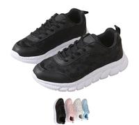 Genérico Women's Luxurious Orthopedic Sneakers, Orthopedic Sneakers for Women, Arch Support Hollow Breathable Mesh Shoes (Black,32)