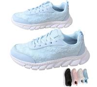 Genérico Women's Luxurious Orthopedic Sneakers, Orthopedic Sneakers for Women, Arch Support Hollow Breathable Mesh Shoes (Blue,32 1/3)