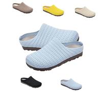Genérico Women's Mesh Textured Flat Sandals Indoor Home's One-Step Comfortable Non-Slip and Breathable Indoor/Outdoor Slip-On Slippers 2025 New Summer Outdoor French Retro Sandals (Blue, 38)