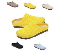 Genérico Women's Mesh Textured Flat Sandals Indoor Home's One-Step Comfortable Non-Slip and Breathable Indoor/Outdoor Slip-On Slippers 2025 New Summer Outdoor French Retro Sandals (Yellow, 37)