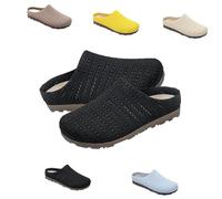 Genérico Women's Mesh Textured Flat Sandals Indoor Home's One-Step Comfortable Non-Slip and Breathable Indoor/Outdoor Slip-On Slippers 2025 New Summer Outdoor French Retro Sandals (Black, 37)