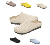 Genérico Women's Mesh Textured Flat Sandals Indoor Home's One-Step Comfortable Non-Slip and Breathable Indoor/Outdoor Slip-On Slippers 2025 New Summer Outdoor French Retro Sandals (Beige, 37)
