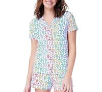 Genérico Women's Monkey Print Pajamas, Monkey Pajamas Pjs Shorts Sets, Womens Pajamas Set Shorts Button Down. (Disco,Small)