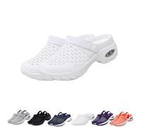 Genérico Women's Orthopedic Clogs with Air Cushion Support to Reduce Back and Knee Pressure Slippers Sandals Slip on Stretch Wide Width Arch Mules Summer Mesh Sneaker (White,38)