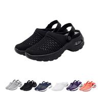 Genérico Women's Orthopedic Clogs with Air Cushion Support to Reduce Back and Knee Pressure Slippers Sandals Slip on Stretch Wide Width Arch Mules Summer Mesh Sneaker (Black,41)