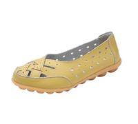 Genérico Womens Orthopedic Loafers in Breathable Leather Comfortable Soft Flats Sandals Hollow loafers (1PCS/A,40)