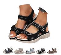 Genérico Women's Orthopedic Sport Sandals Shoes with Soft Cushion Foam, Summer Comfortable Walking Arch Support Shoes with Adjustable Strap Solid Color Open Toe Comfy Shoe (Black,38)