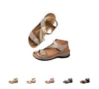 Genérico Womens Orthopedic Wedge Sandals 2026 Arch Support Wide Width Adjustable Ankle Strap Hook & Loop Open Toe Platform Comfortable Walking Casual Dressy Summer Beach Shoes (khaki,36)