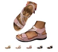 Genérico Womens Orthopedic Wedge Sandals 2026 Arch Support Wide Width Adjustable Ankle Strap Hook & Loop Open Toe Platform Comfortable Walking Casual Dressy Summer Beach Shoes (pink,41)