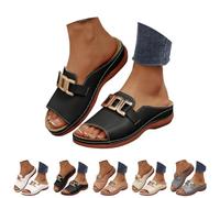 Genérico Women's Orthopedic Wedge Sandals Arch Support Slip On Platform Slides Wide Width Open Toe Cushioned Comfortable Beach Casual Walking Mules (black,43)
