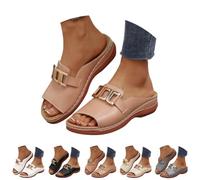 Genérico Women's Orthopedic Wedge Sandals Arch Support Slip On Platform Slides Wide Width Open Toe Cushioned Comfortable Beach Casual Walking Mules (lotus pink,37)