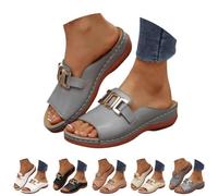 Genérico Women's Orthopedic Wedge Sandals Arch Support Slip On Platform Slides Wide Width Open Toe Cushioned Comfortable Beach Casual Walking Mules (gray,43)