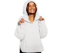 Genérico Women's Oversized Hooded Puffer Jacket Pullover Padded Hoodies Coat Oversized Quilted Lightweight Winter Warm (White,S)