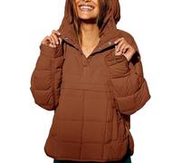 Genérico Women's Oversized Hooded Puffer Jacket, Quilted Jacket for Women, Pullover Puffer jacket womens, Quilted Puffer Pullover women (Dark Brown,XXL)