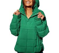 Genérico Women's Oversized Hooded Puffer Jacket, Quilted Jacket for Women, Pullover Puffer jacket womens, Quilted Puffer Pullover women (Green,M)