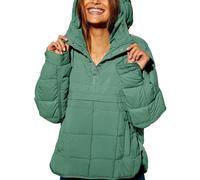 Genérico Women's Oversized Hooded Puffer Jacket, Quilted Jacket for Women, Pullover Puffer jacket womens, Quilted Puffer Pullover women (Malachite Green,S)