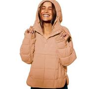 Genérico Women's Oversized Hooded Puffer Jacket, Quilted Jacket for Women, Pullover Puffer jacket womens, Quilted Puffer Pullover women (Light Brown,S)