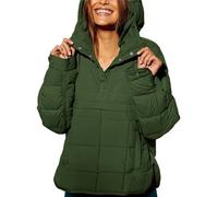 Genérico Women's Oversized Hooded Puffer Jacket, Quilted Jacket for Women, Pullover Puffer jacket womens, Quilted Puffer Pullover women (Dark Green,S)