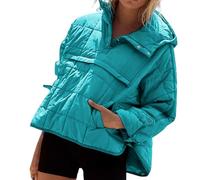 Genérico Women's Oversized Hooded Puffer Jacket, Quilted Jacket for Women, Pullover Puffer jacket womens, Quilted Puffer Pullover women (Lake Blue,XXL)