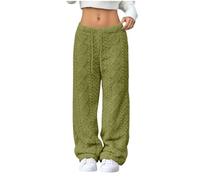 Genérico Womens Pants Elastic Waist Wide Leg Fleece Sleepwear Winter Soft Warm Comfort Cozy Lounge Blanket Pants for Women (green,m)