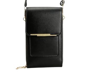 Genérico Women's Phone Pouch, Compact Shoulder Wallet, 18cm for Beach Trips Festivals Shopping and Travel Carrying, Transparent Screen Window with Organized Multi Pocket Storage