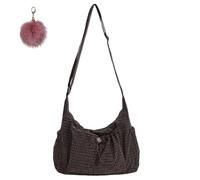 Genérico Women's Plaid Casual Shoulder Bag,Lightweight Soft Checkered Crossbody Bag,Trendy Large Capacity Canvas Zipper Handbag