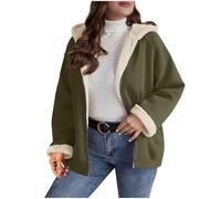 Genérico Womens Plaid Shacket Jacket Sherpa Lined Flannel Jackets Oversized Winter Warm Zip Up Fleece Hoodies Coat Outwear (B Green,L)