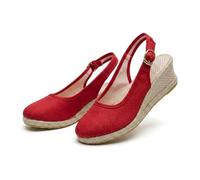 Genérico Women's Platform Wedge Sandals 2026 Canvas Wide Width Sandal Comfortable Round Toe Breathable Slip On Womens Sandal Casual Summer Vacation Walking Shoes (Red,35)