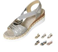 Genérico Womens Platform Wedge Sandals Open Toe Casual Dressy Summer Shoes with Arch Support Comfortable Lightweight Sandals for Walking Beach Vacation (grey,39.5)