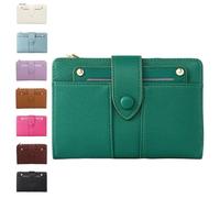 Genérico Women's Premium Leather Bifold Wallet, RFID Blocking, Women Bifold Wallet, Compact Card Holder with Zipper Coin Pocket (Green)