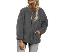 Genérico Womens Quilted Puffer Jackets Casual Loose Padded Coats Stand Colla Long Sleeve Zip Up Winter Warm Coat (3,XL)