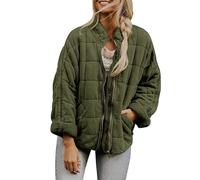 Genérico Womens Quilted Puffer Jackets Casual Loose Padded Coats Stand Colla Long Sleeve Zip Up Winter Warm Coat (4,XL)