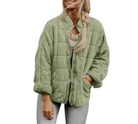 Genérico Womens Quilted Puffer Jackets Casual Loose Padded Coats Stand Colla Long Sleeve Zip Up Winter Warm Coat (9,S)