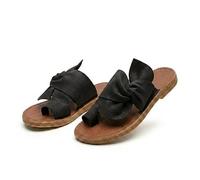 Genérico Women's Rainbow Flat Sandals. Slip On Bowknot Open Toe Slides. Vacation Beach Travel Shoes. Arch Support Non-slip Wear-resistant. Big Toe Bone Correction for Bunion (Black,41)