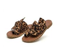 Genérico Women's Rainbow Flat Sandals. Slip On Bowknot Open Toe Slides. Vacation Beach Travel Shoes. Arch Support Non-slip Wear-resistant. Big Toe Bone Correction for Bunion (Leopard Print,40)