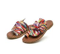 Genérico Women's Rainbow Flat Sandals. Slip On Bowknot Open Toe Slides. Vacation Beach Travel Shoes. Arch Support Non-slip Wear-resistant. Big Toe Bone Correction for Bunion (Multicolor,36)