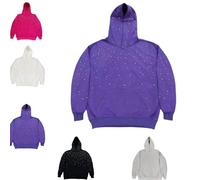 Genérico Women's Rhinestone Pullover Sparkling Casual Crewneck Sweatshirt, Y2K Shiny Casual Hoodie,Shiny Long Sleeve Pullover Tops with Pocket,Womens Cute Rhinestone Pullover Sweatshirt (Purple,XXL)